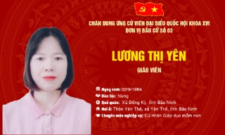 Chương trình hành động của bà Lương Thị Yên, ứng cử viên đại biểu Quốc hội khóa XVI, đơn vị bầu cử số 3, tỉnh Bắc Ninh